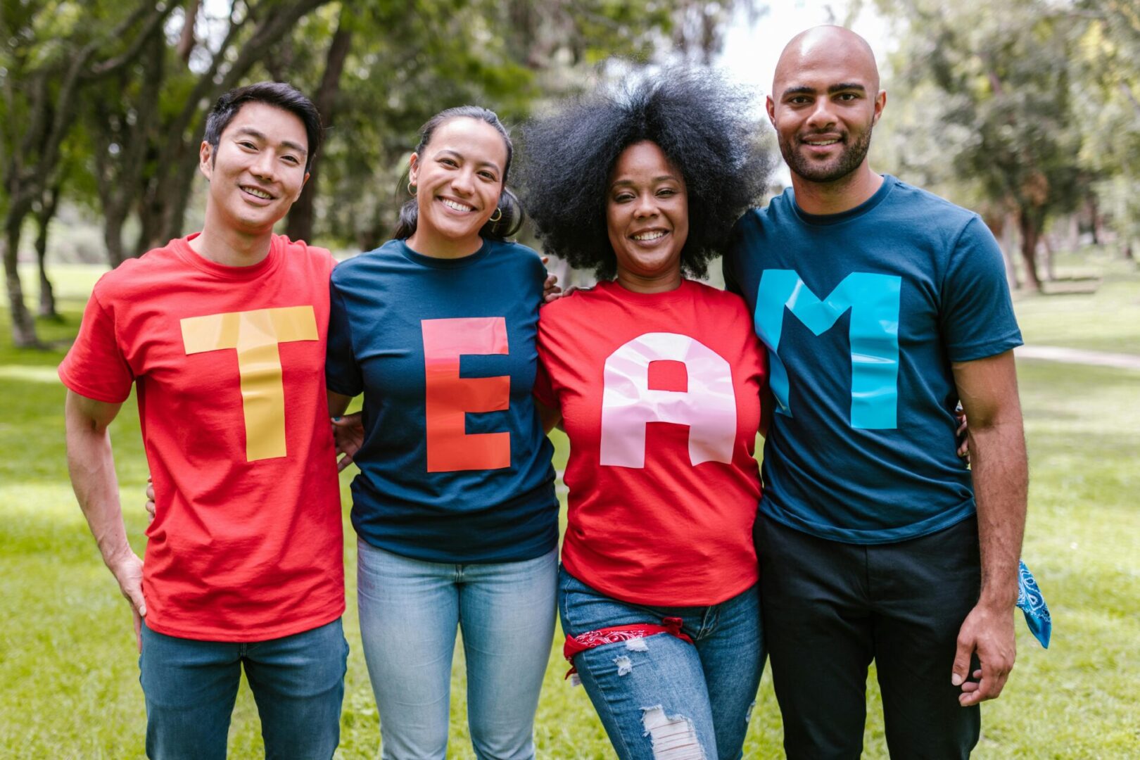 A group of people standing next to each other.