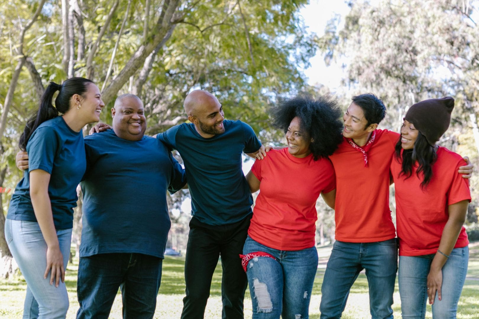 A group of people standing next to each other.